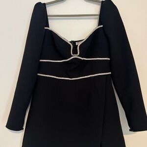 Self-Portrait Black and jeweled Long Sleeve Sheath Dress